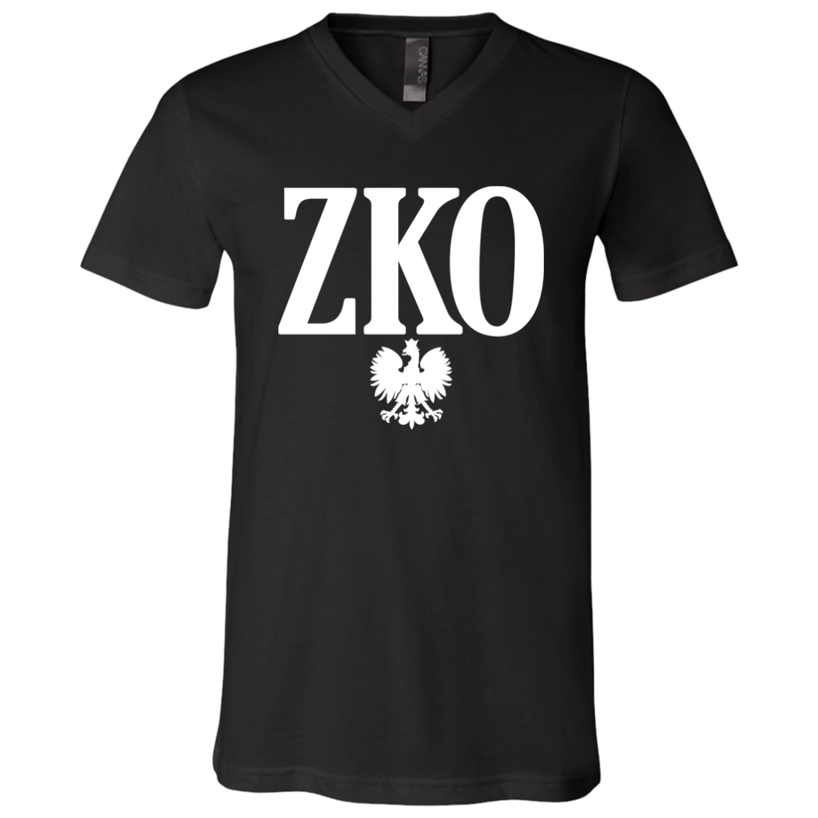ZKO Polish Surname Ending Apparel CustomCat 3005 Unisex Jersey SS V-Neck T-Shirt Black X-Small
