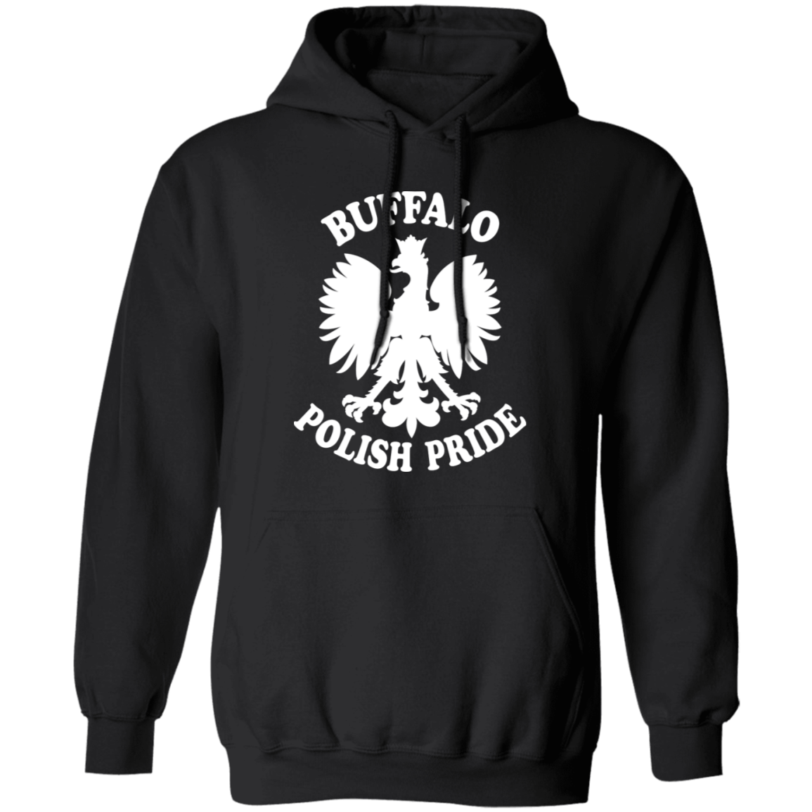 Buffalo Polish Pride Apparel CustomCat G185 Pullover Hoodie Black S