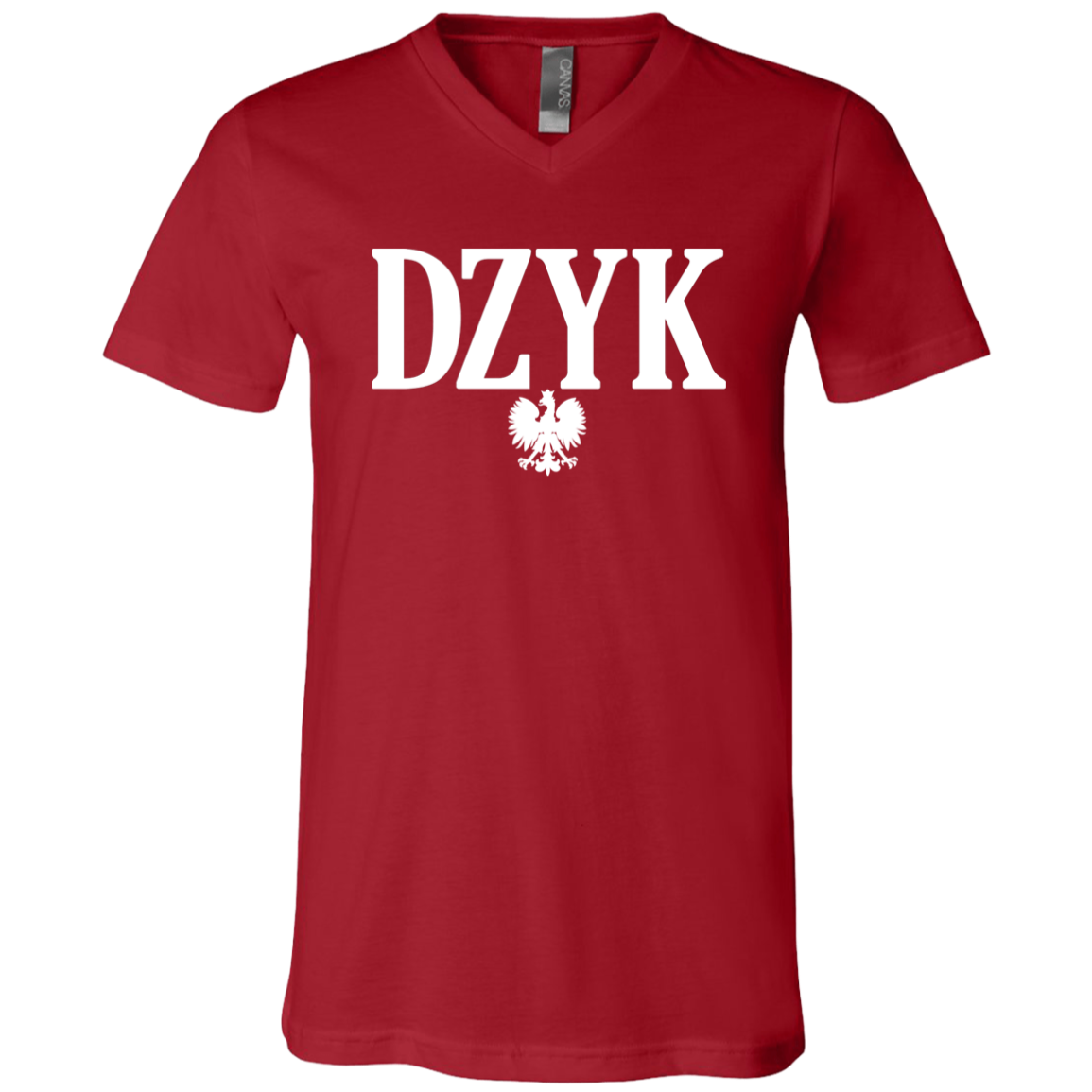 DZYK Polish Surname Ending Apparel CustomCat 3005 Unisex Jersey SS V-Neck T-Shirt Canvas Red X-Small