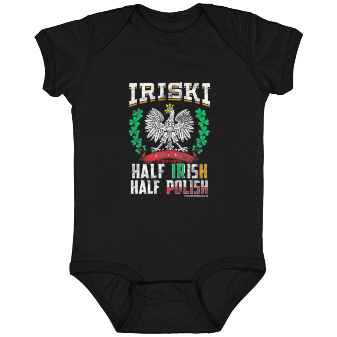 Iriski Half Irish Half Polish Infant Bodysuit Baby CustomCat Black Newborn