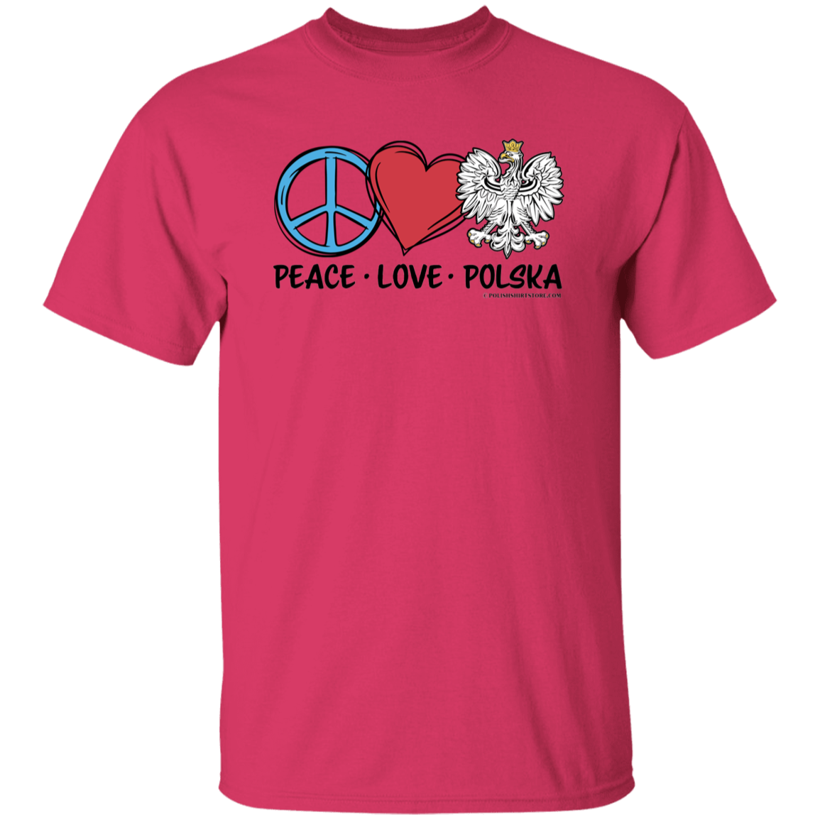 Peace Love Polska T-Shirts CustomCat Heliconia S
