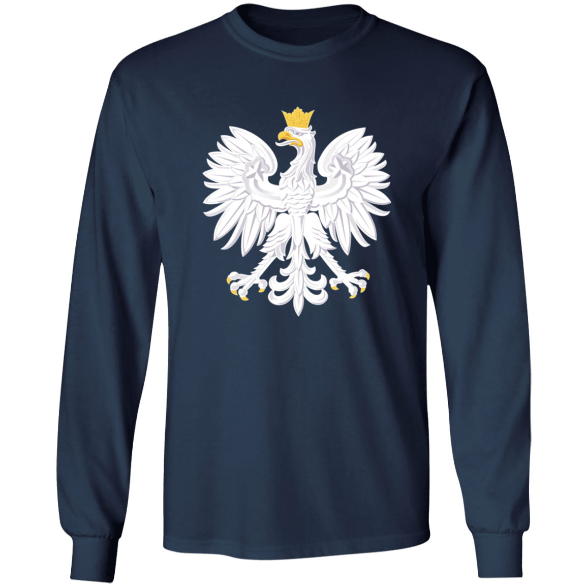Polish Eagle Long Sleeve Shirt T-Shirts CustomCat Navy S