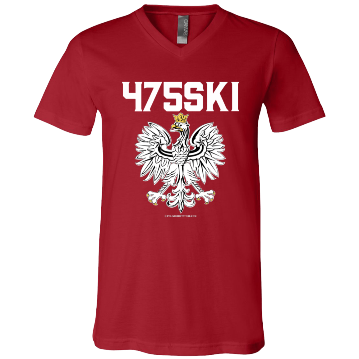 Bridgeport Connecticut 475SKI Apparel CustomCat 3005 Unisex Jersey SS V-Neck T-Shirt Canvas Red X-Small