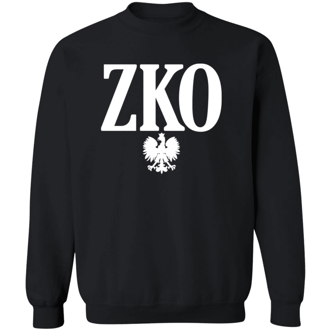ZKO Polish Surname Ending Apparel CustomCat G180 Crewneck Pullover Sweatshirt Black S
