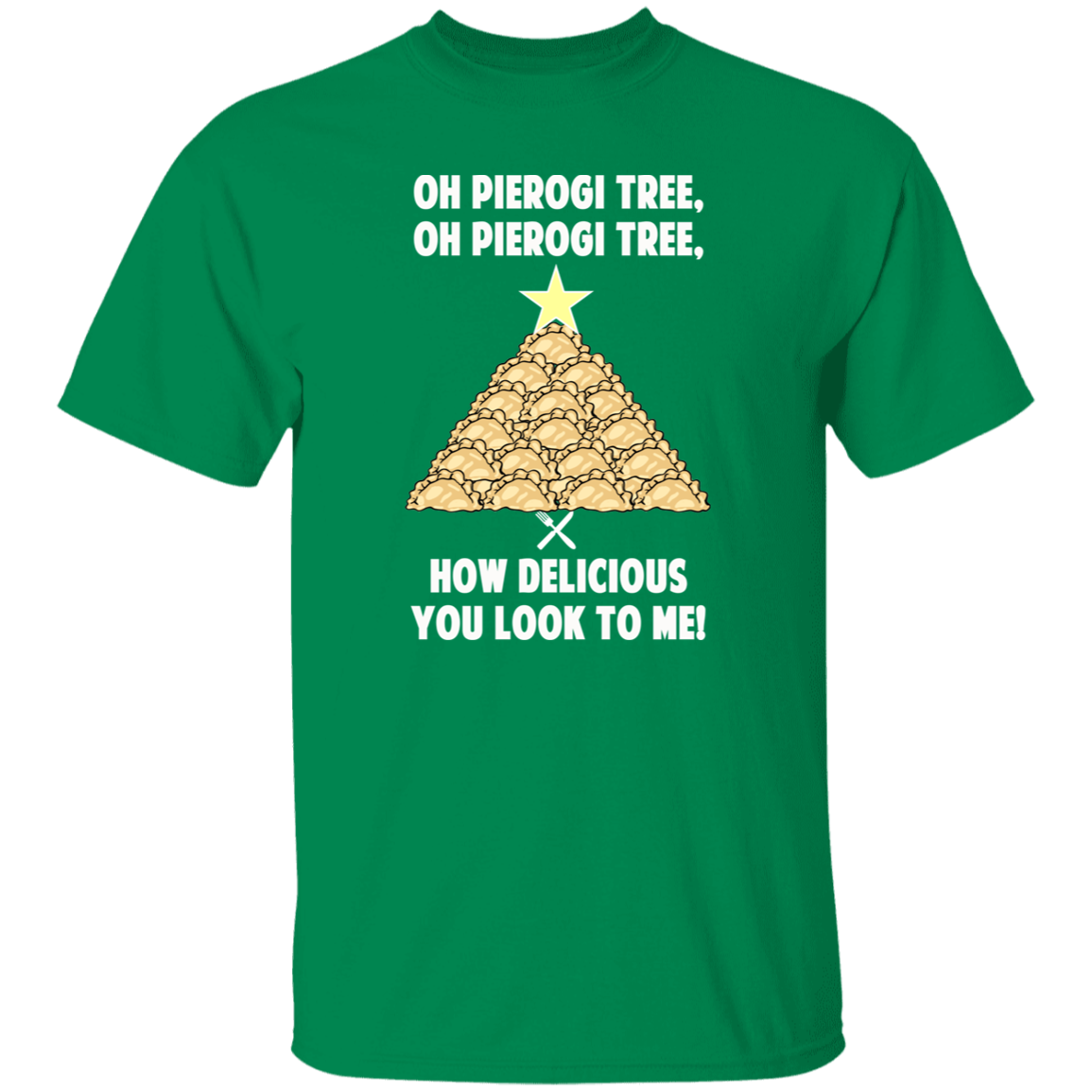 Pierogi Tree T-Shirt - The Original T-Shirts CustomCat Turf Green S