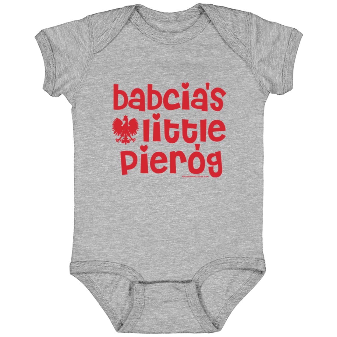 Babcia's Little Pierogi Infant Bodysuit Baby CustomCat Heather Grey Newborn