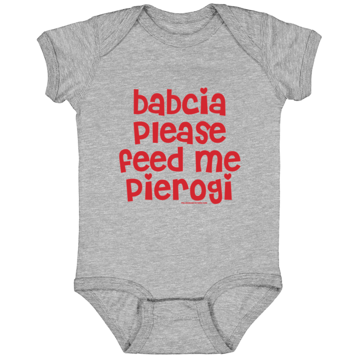 Babcia Please Feed Me Pierogi Infant Bodysuit Baby CustomCat Heather Grey Newborn