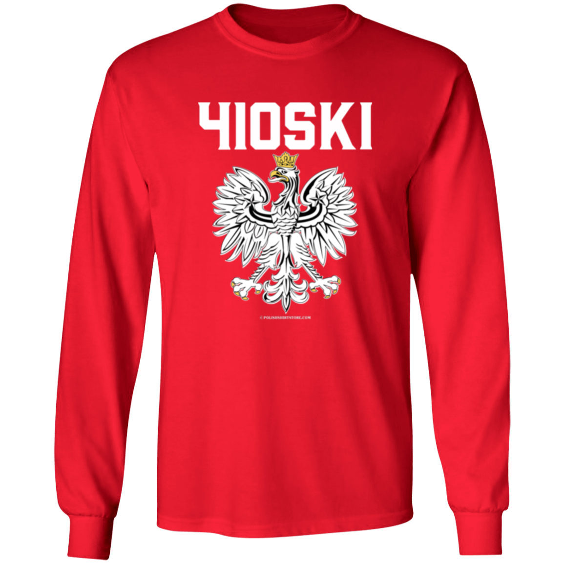 Baltimore Maryland | 410 Area Code | 410 SKI Apparel CustomCat G540 LS T-Shirt Red S
