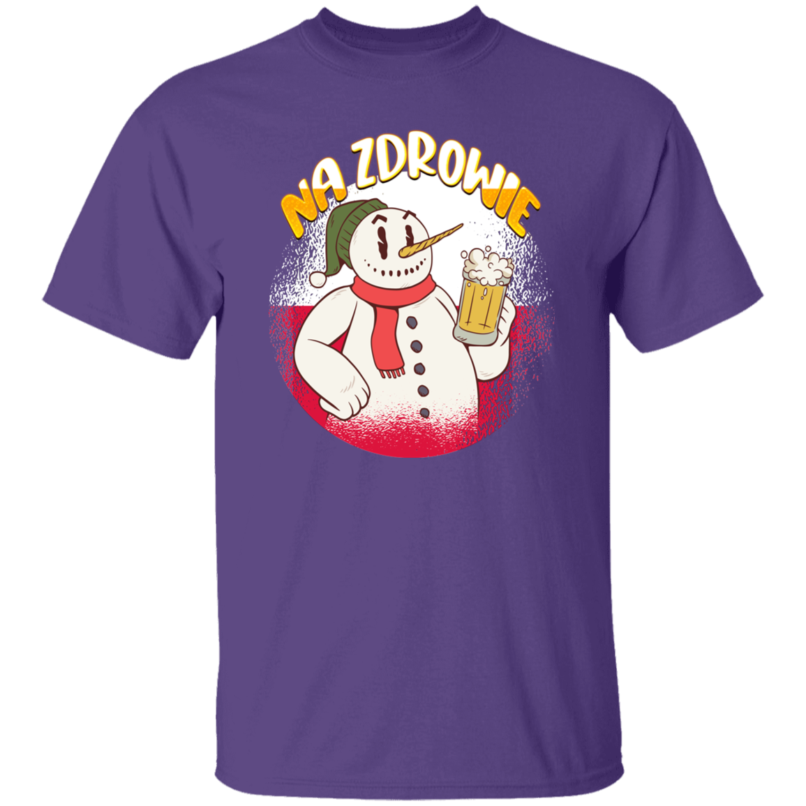 Na Zdrowie Snowman T-Shirts CustomCat Purple S