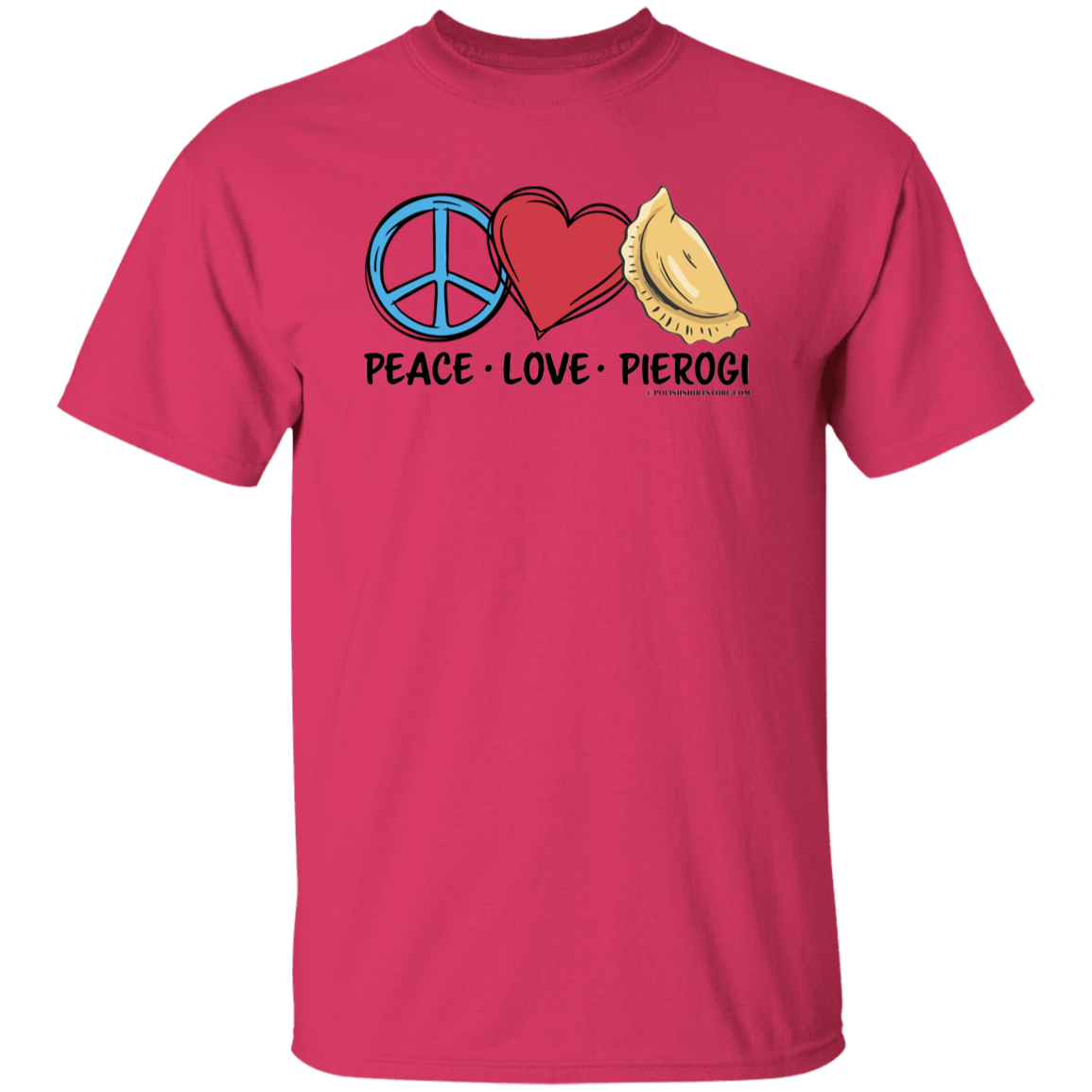 Peace Love Pierogi T-Shirts CustomCat Heliconia S