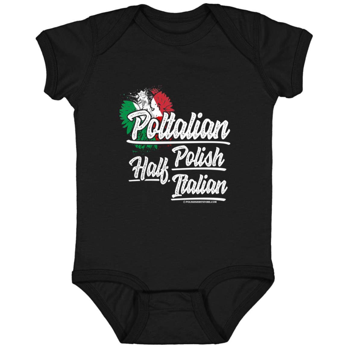 Half Polish Half Italian Poltalian Infant Bodysuit Baby CustomCat Black Newborn