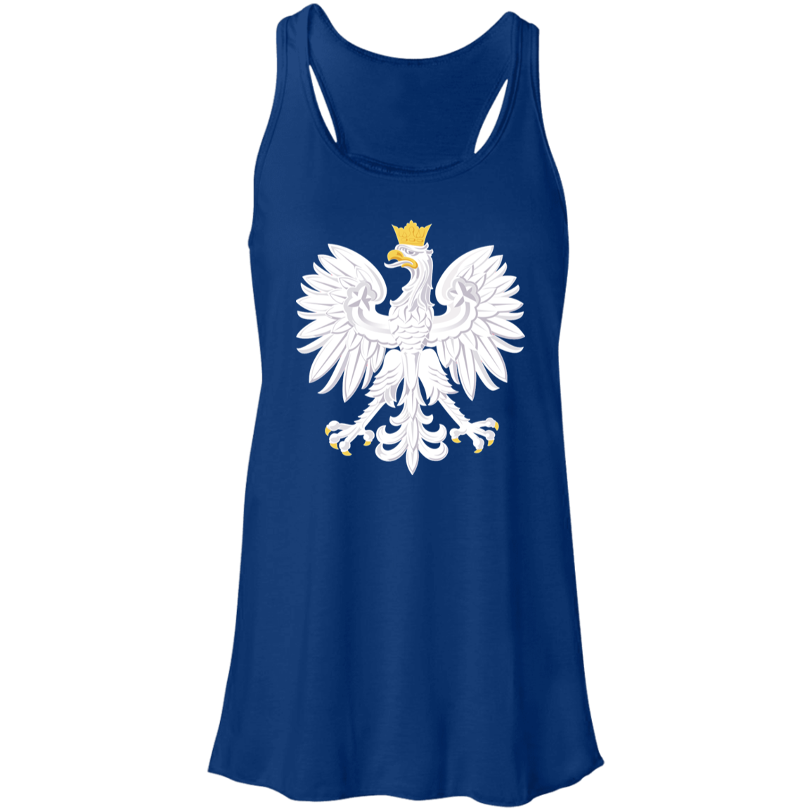 Polish Eagle Ladies Flowy Racerback Tank T-Shirts CustomCat True Royal X-Small