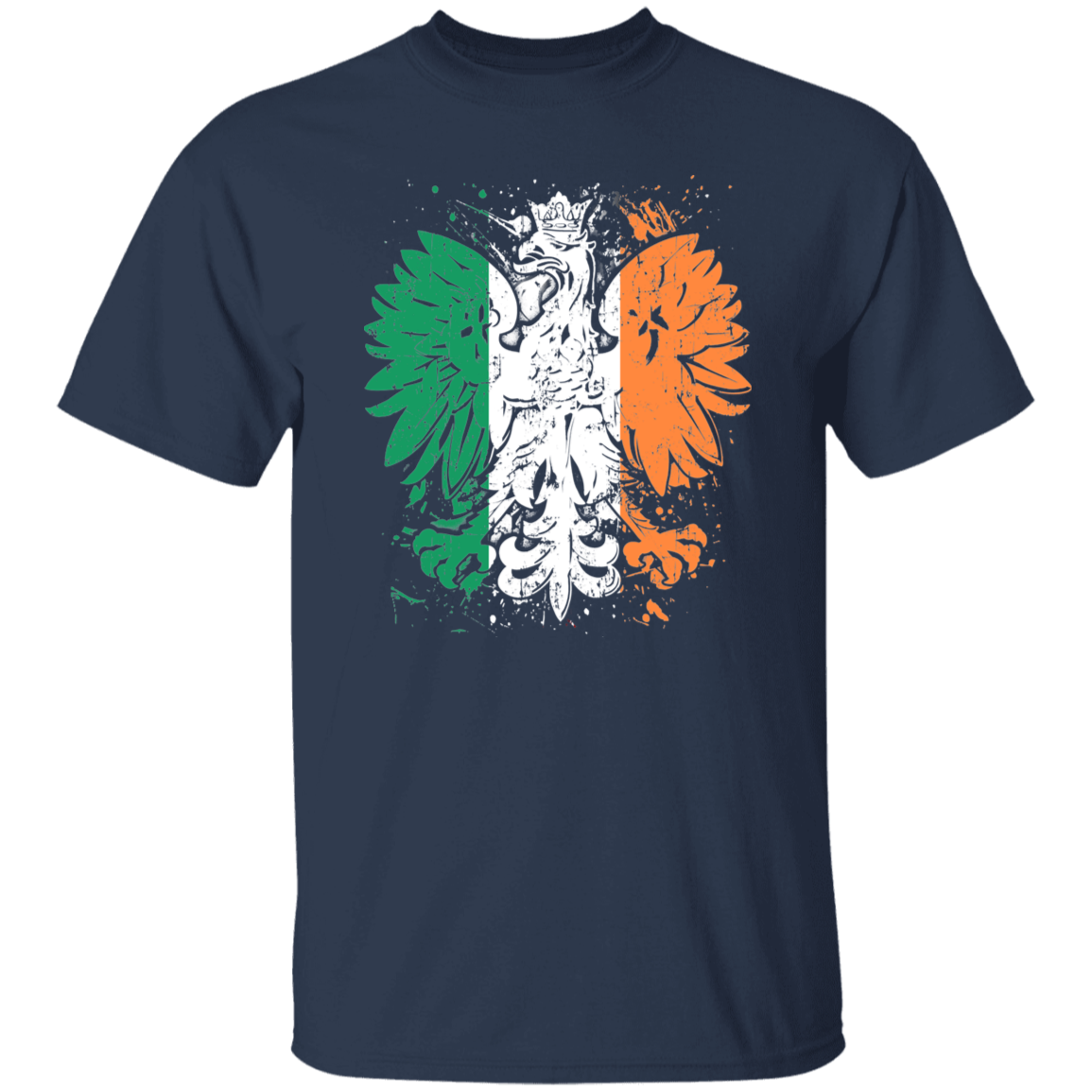 Polish Irish Heritage T-Shirts CustomCat Navy S