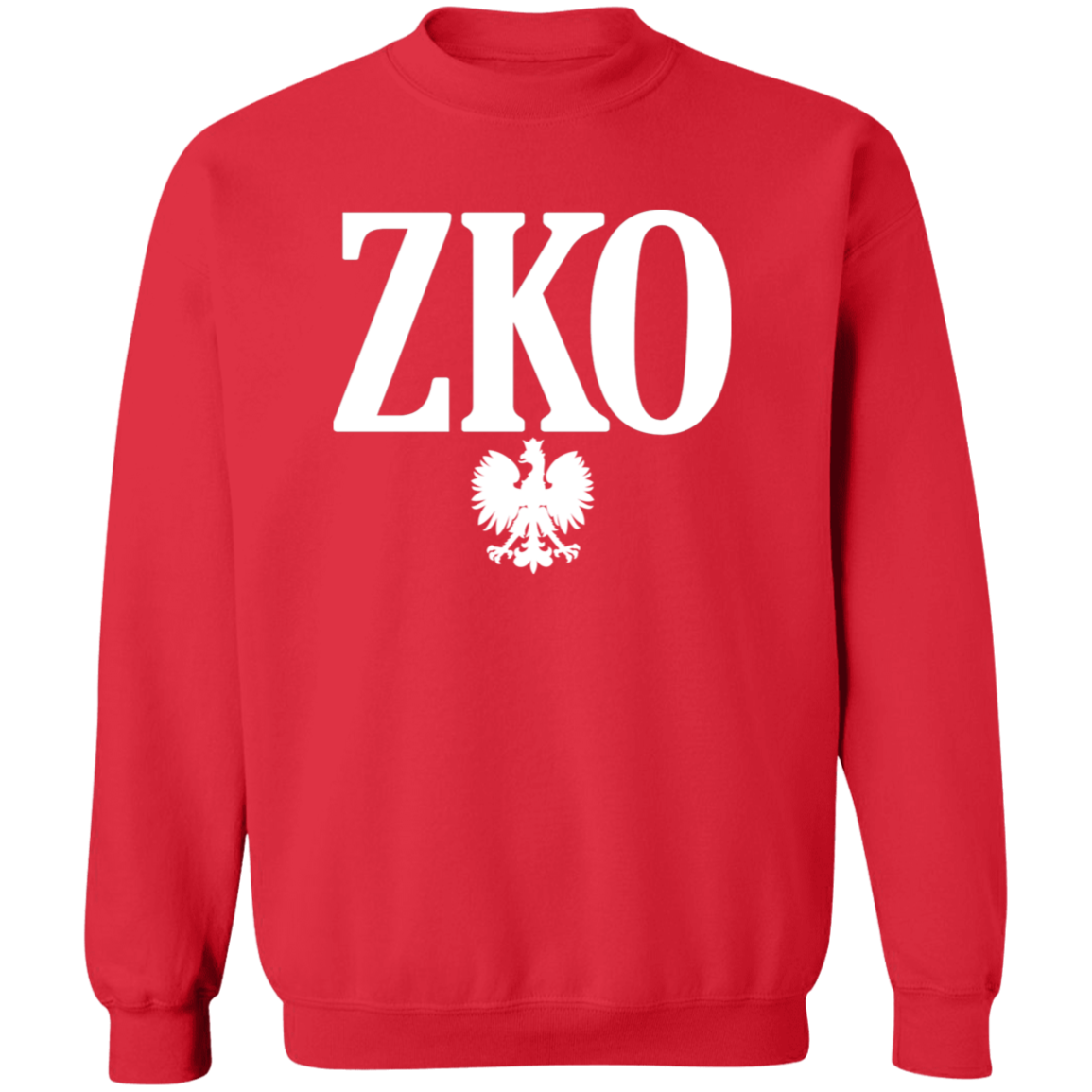 ZKO Polish Surname Ending Apparel CustomCat G180 Crewneck Pullover Sweatshirt Red S
