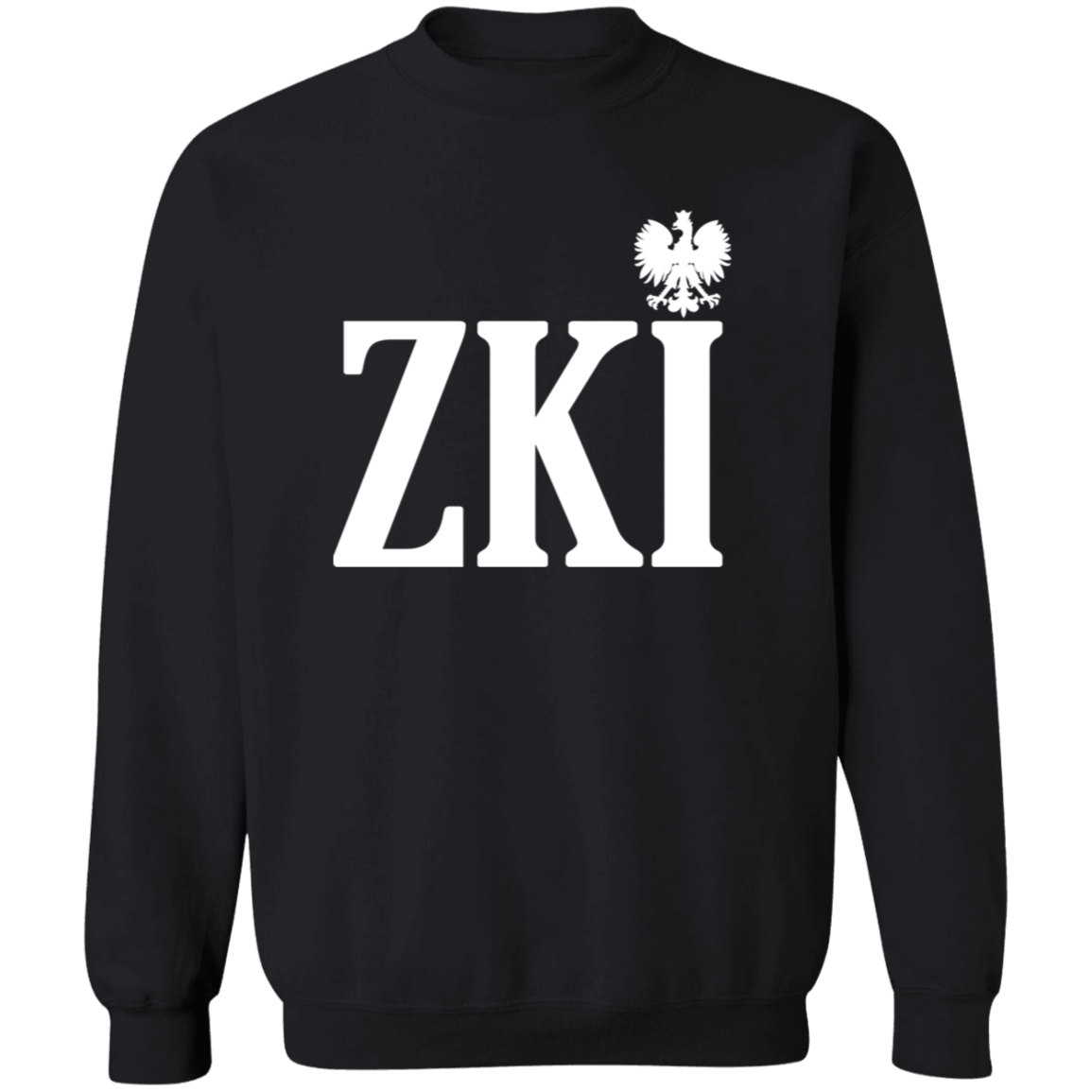 ZKI Polish Surname Ending Apparel CustomCat G180 Crewneck Pullover Sweatshirt Black S