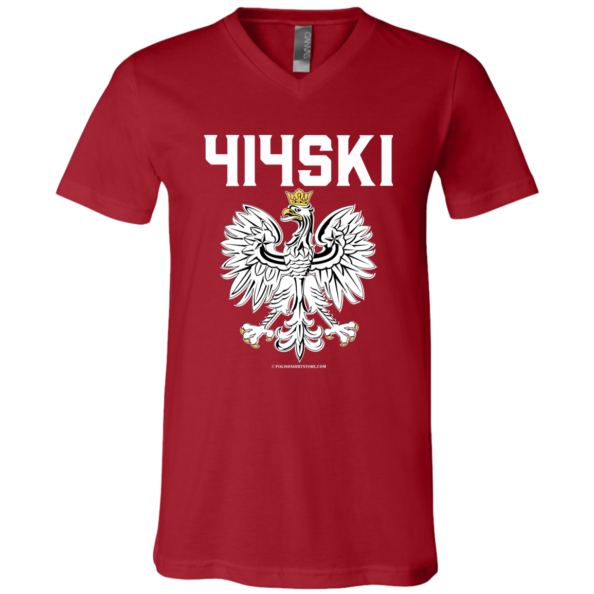 414SKI Apparel CustomCat 3005 Unisex Jersey SS V-Neck T-Shirt Canvas Red X-Small