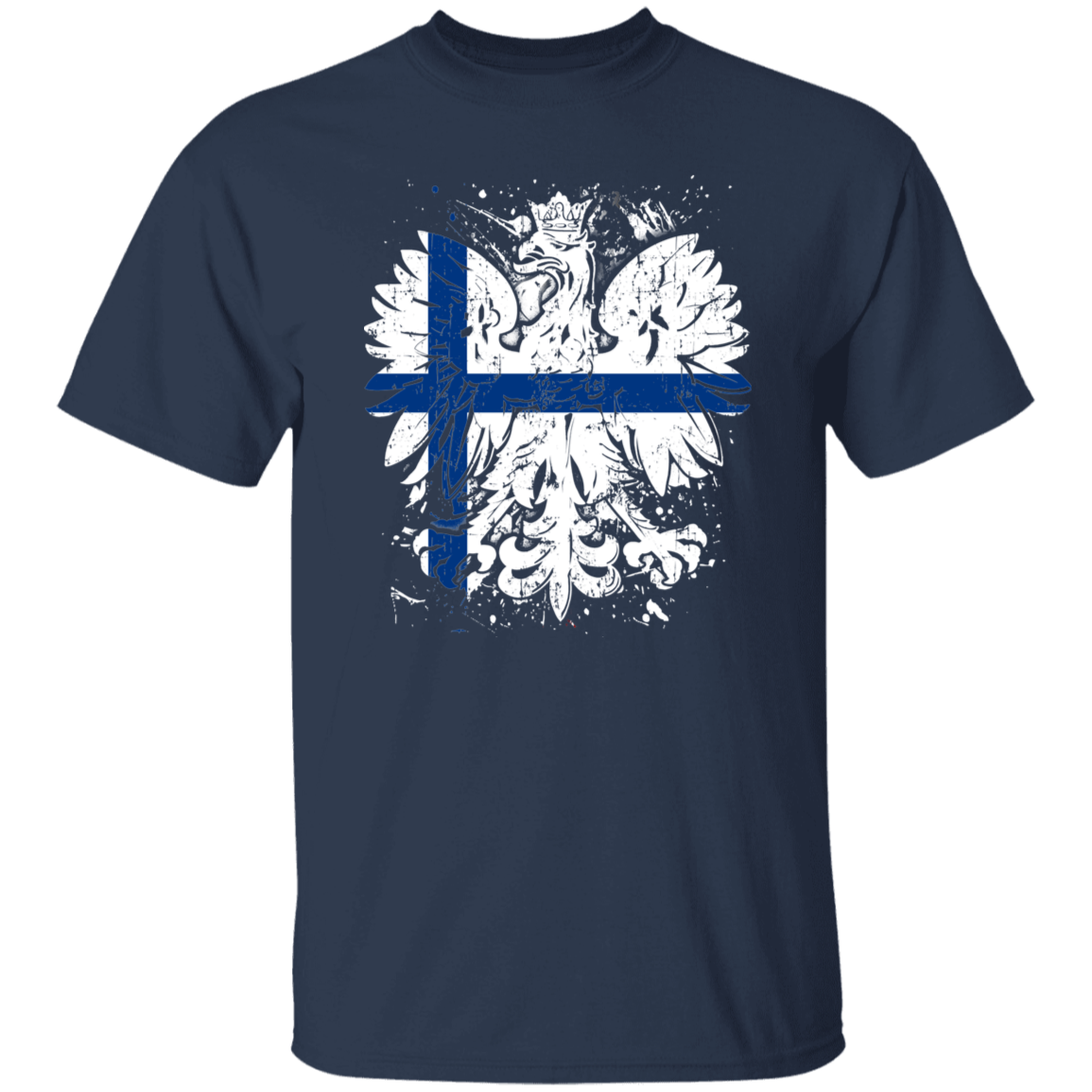 Polish Finnish Heritage T-Shirts CustomCat Navy S
