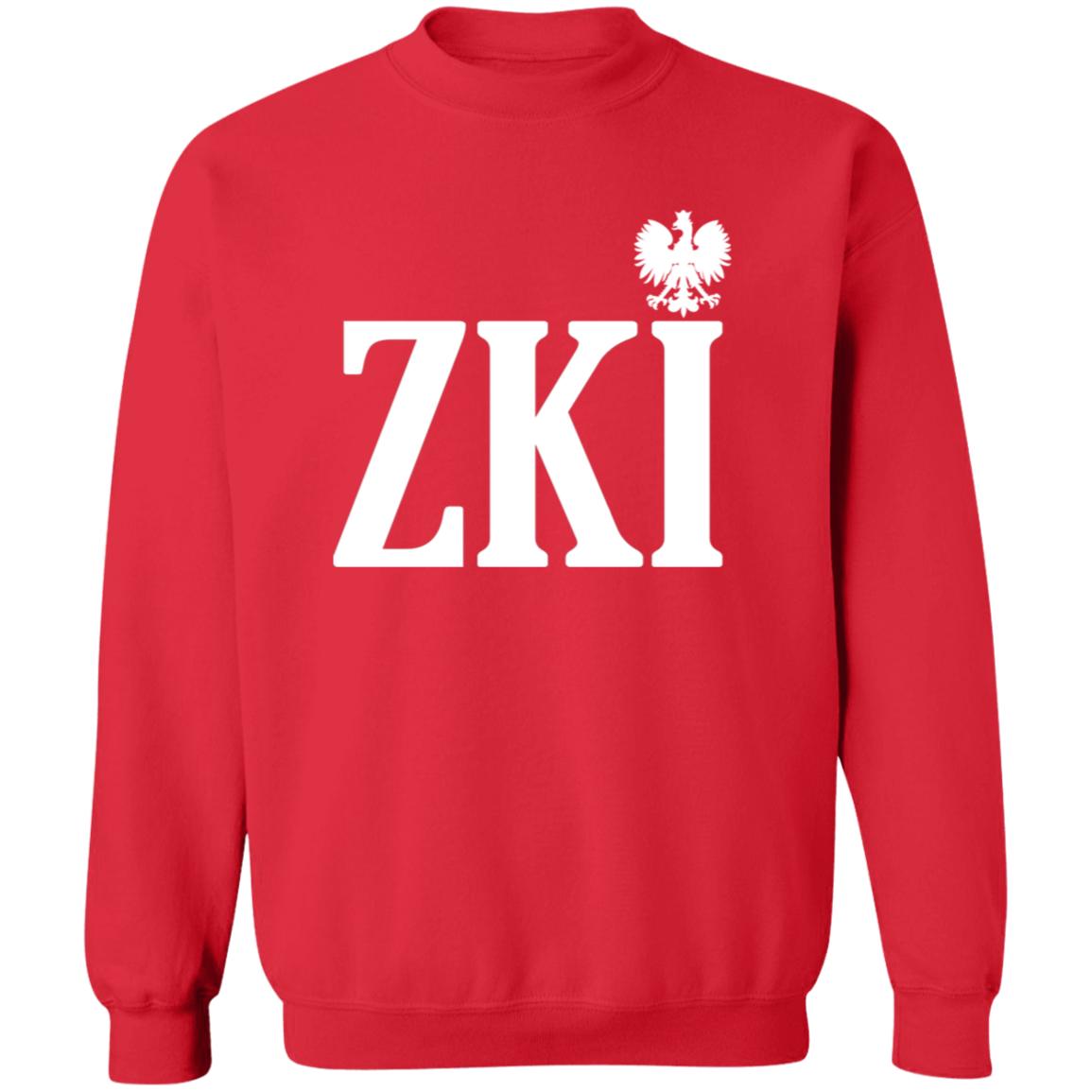 ZKI Polish Surname Ending Apparel CustomCat G180 Crewneck Pullover Sweatshirt Red S