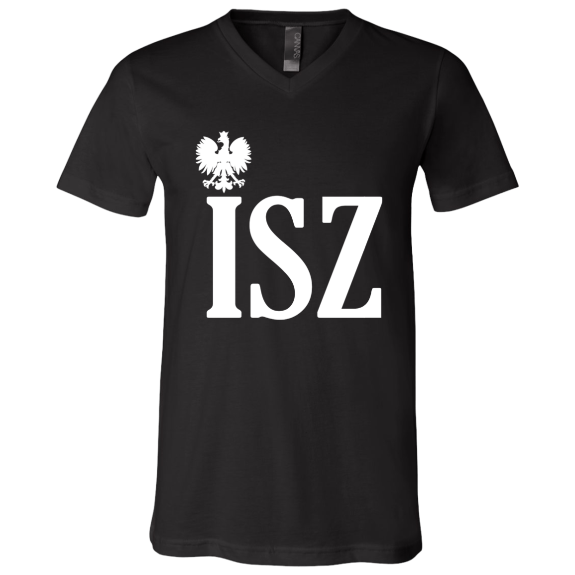 ISZ Polish Surname Ending Apparel CustomCat 3005 Unisex Jersey SS V-Neck T-Shirt Black X-Small