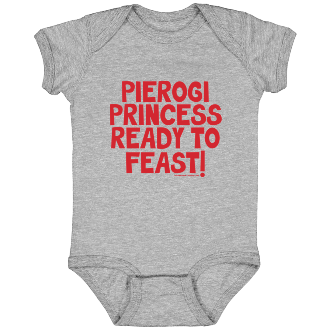 Pierogi Princess Ready To Feast Infant Bodysuit Baby CustomCat Heather Grey Newborn