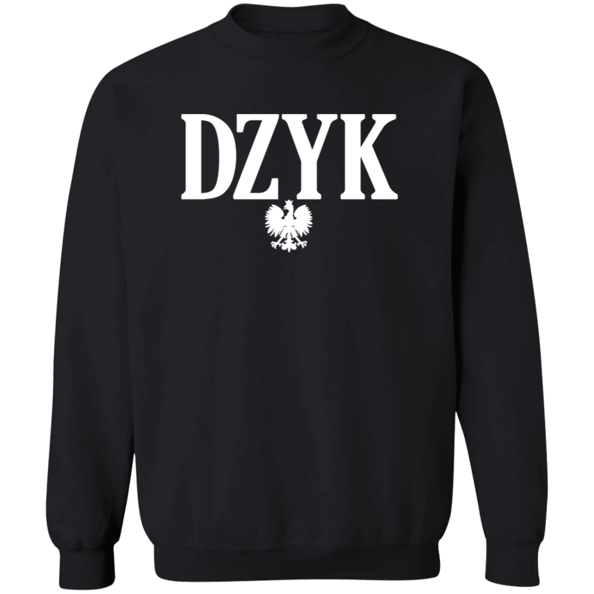 DZYK Polish Surname Ending Apparel CustomCat G180 Crewneck Pullover Sweatshirt Black S