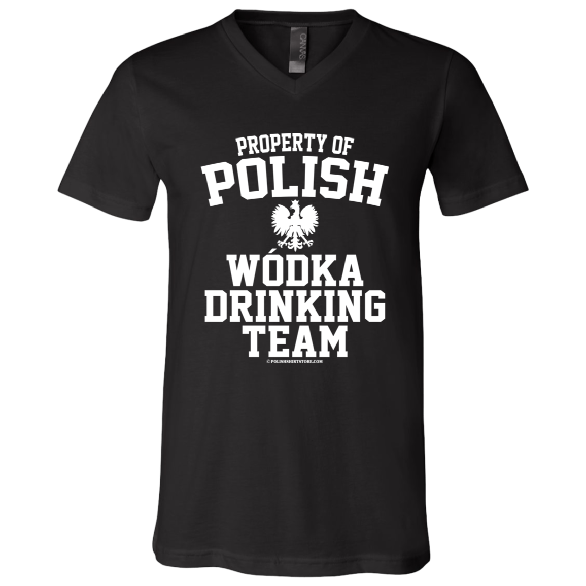 Property of Polish Wodka Drinking Team Apparel CustomCat 3005 Unisex Jersey SS V-Neck T-Shirt Black X-Small