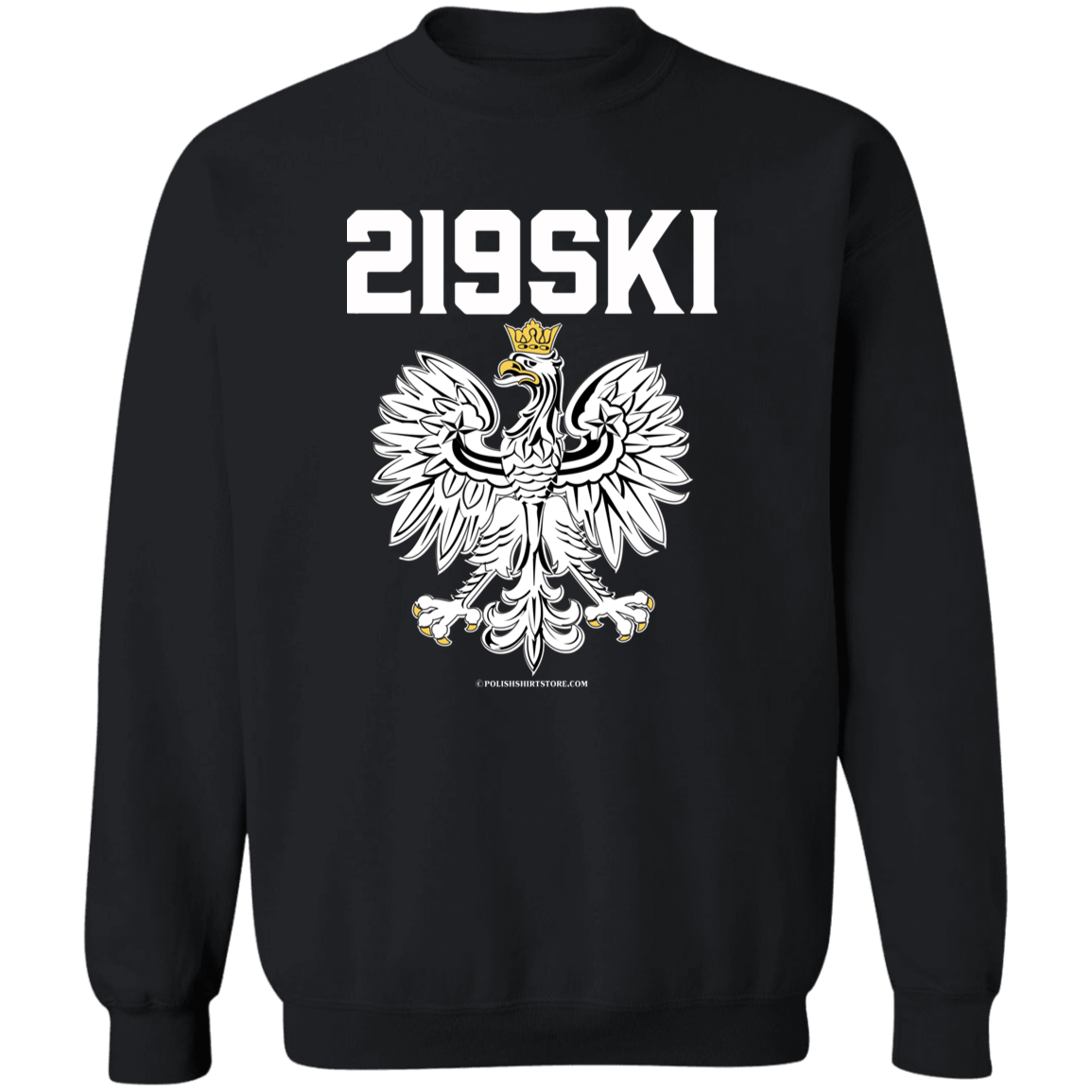 Hammond Indiana | 219 Area Code | 219SKI Apparel CustomCat G180 Crewneck Pullover Sweatshirt Black S