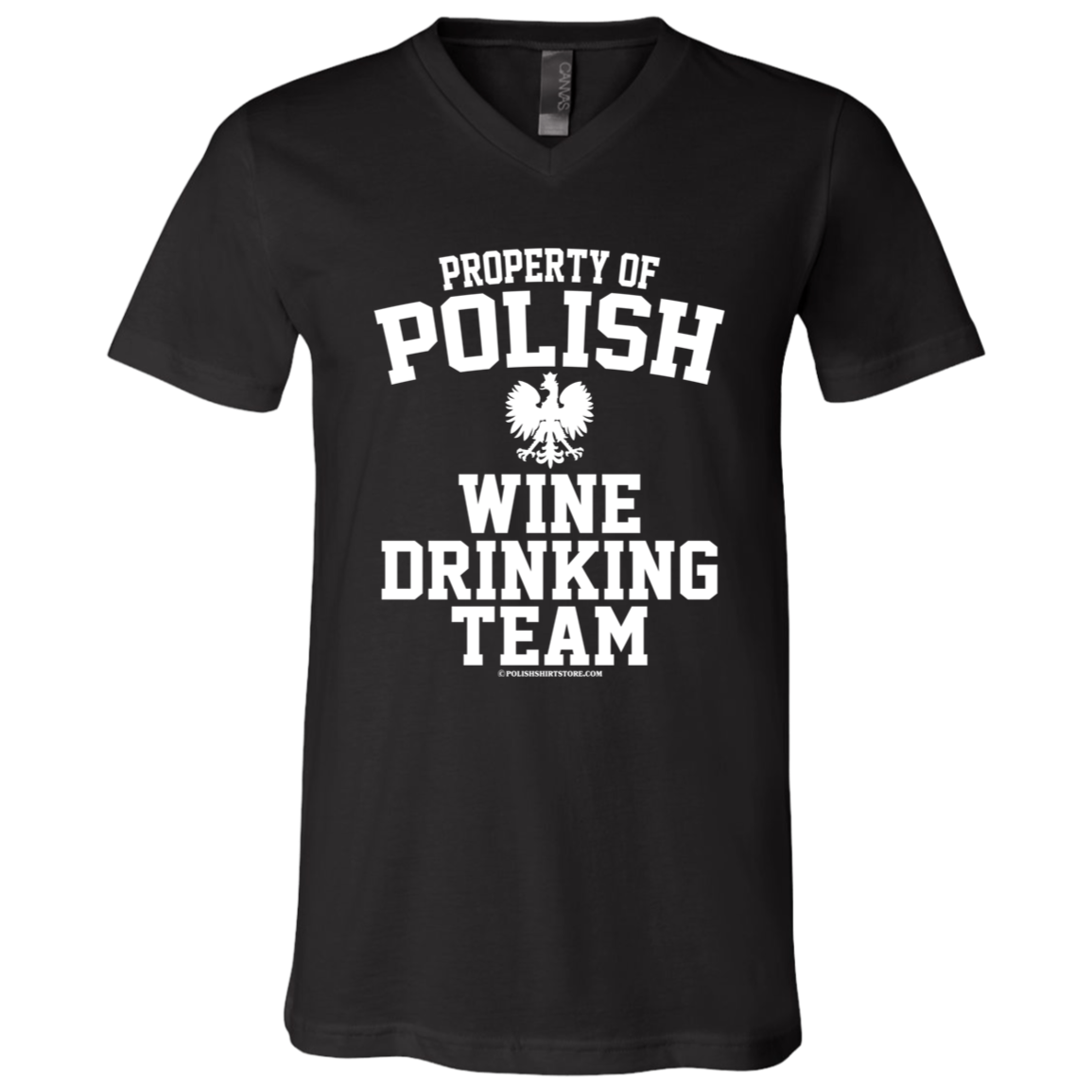 Property of Polish Wine Drinking Team Apparel CustomCat 3005 Unisex Jersey SS V-Neck T-Shirt Black X-Small