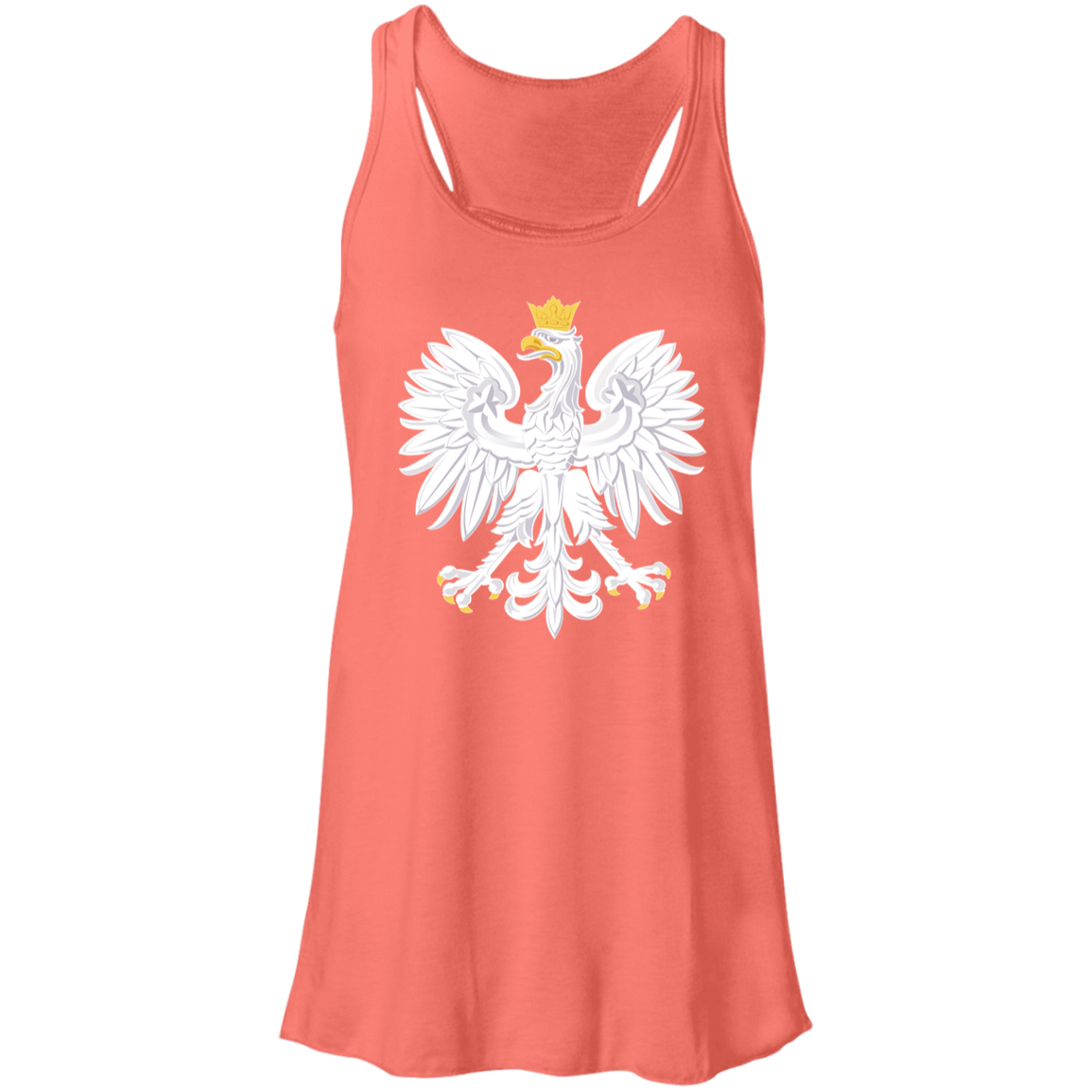 Polish Eagle Ladies Flowy Racerback Tank T-Shirts CustomCat Coral X-Small