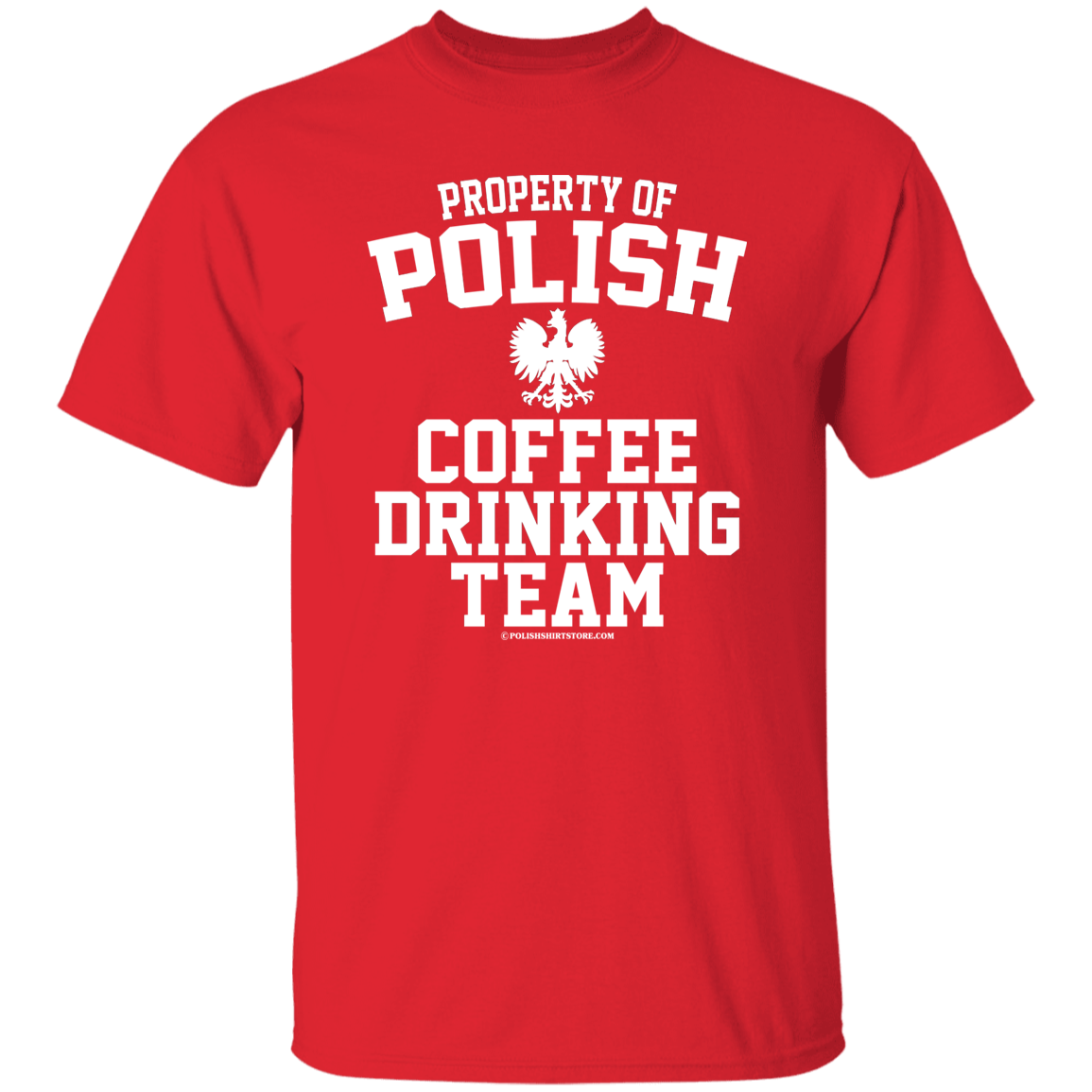 Property of Polish Coffee Drinking Team Apparel CustomCat G500 5.3 oz. T-Shirt Red S