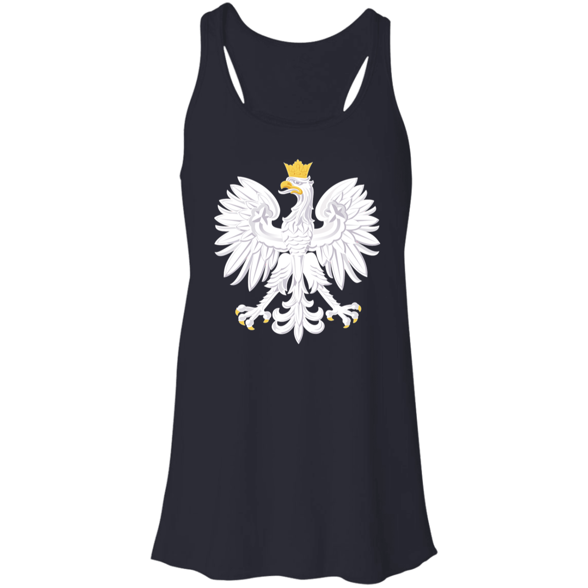Polish Eagle Ladies Flowy Racerback Tank T-Shirts CustomCat Midnight X-Small