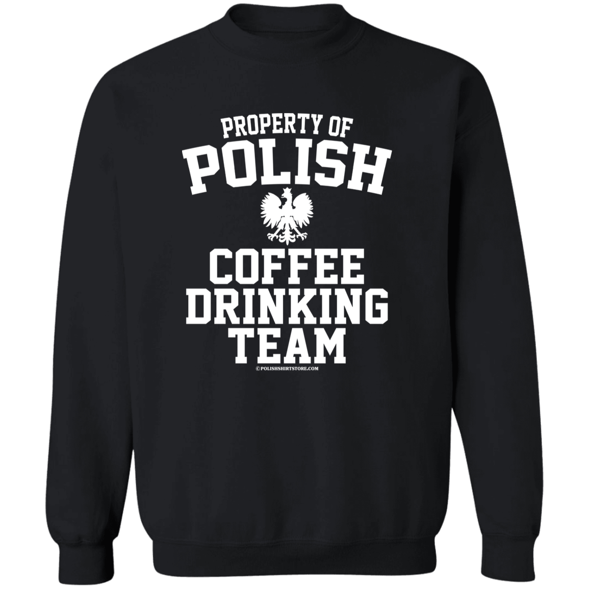 Property of Polish Coffee Drinking Team Apparel CustomCat G180 Crewneck Pullover Sweatshirt Black S