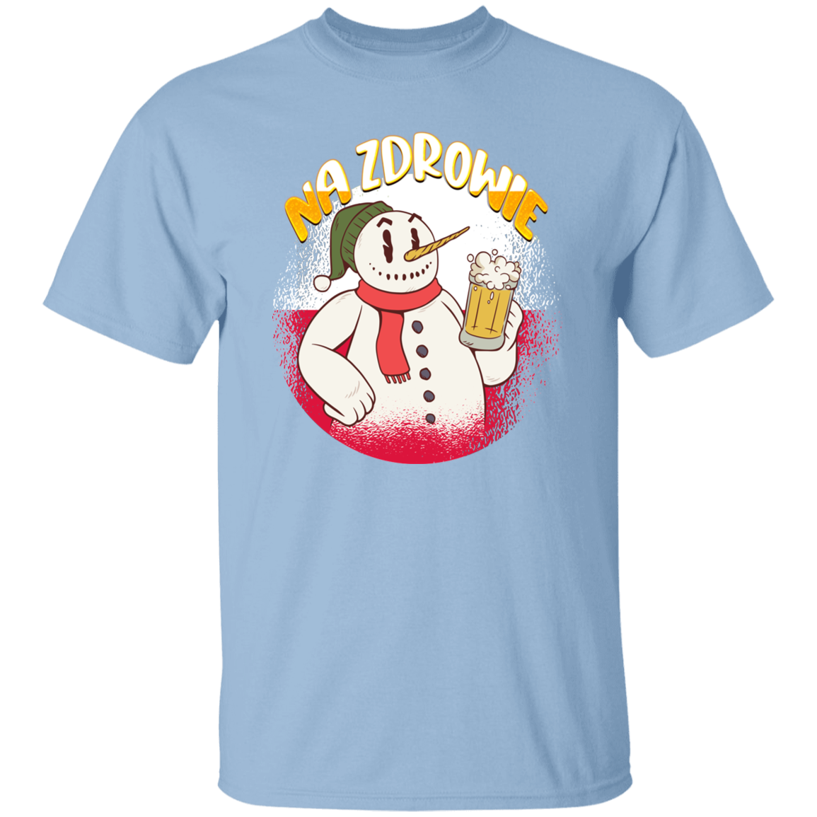 Na Zdrowie Snowman T-Shirts CustomCat Light Blue S