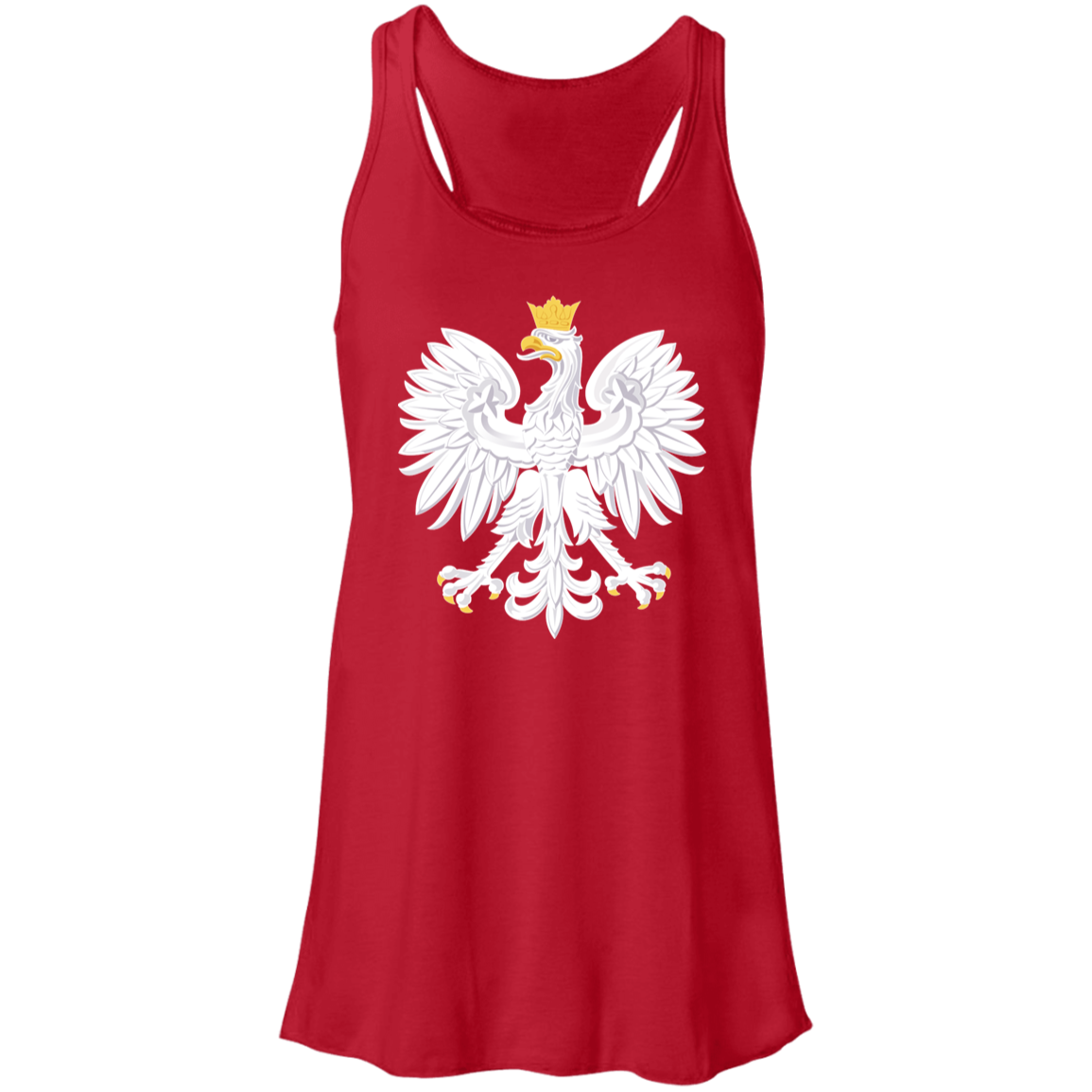 Polish Eagle Ladies Flowy Racerback Tank T-Shirts CustomCat Red X-Small