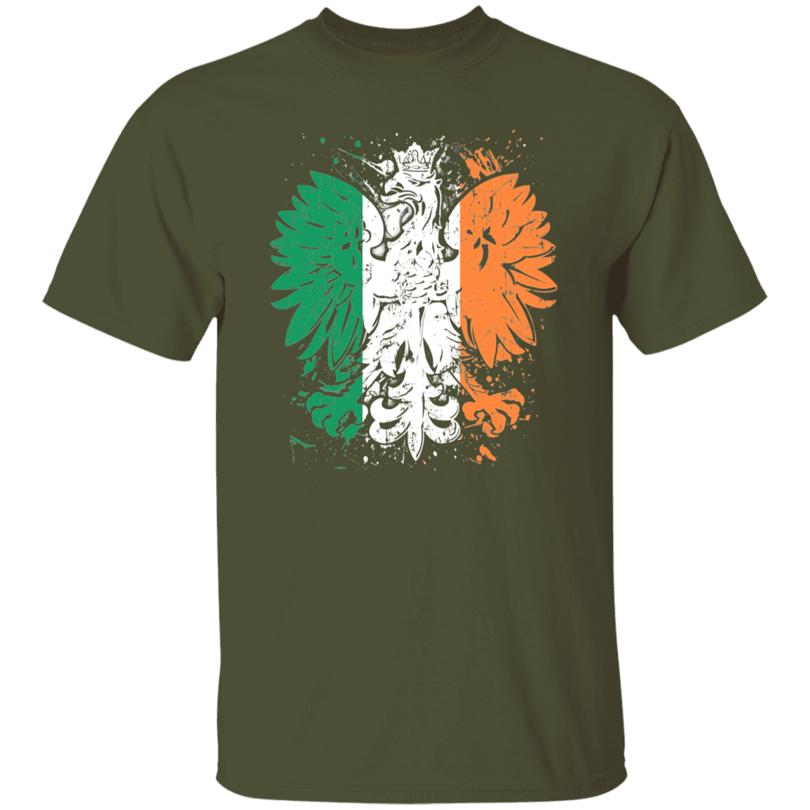 Polish Irish Heritage T-Shirts CustomCat Military Green S