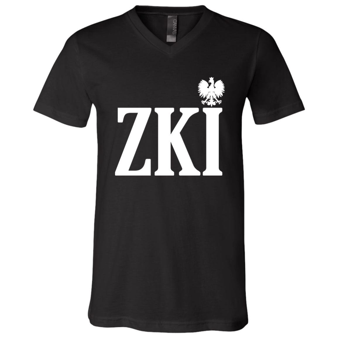 ZKI Polish Surname Ending Apparel CustomCat 3005 Unisex Jersey SS V-Neck T-Shirt Black X-Small