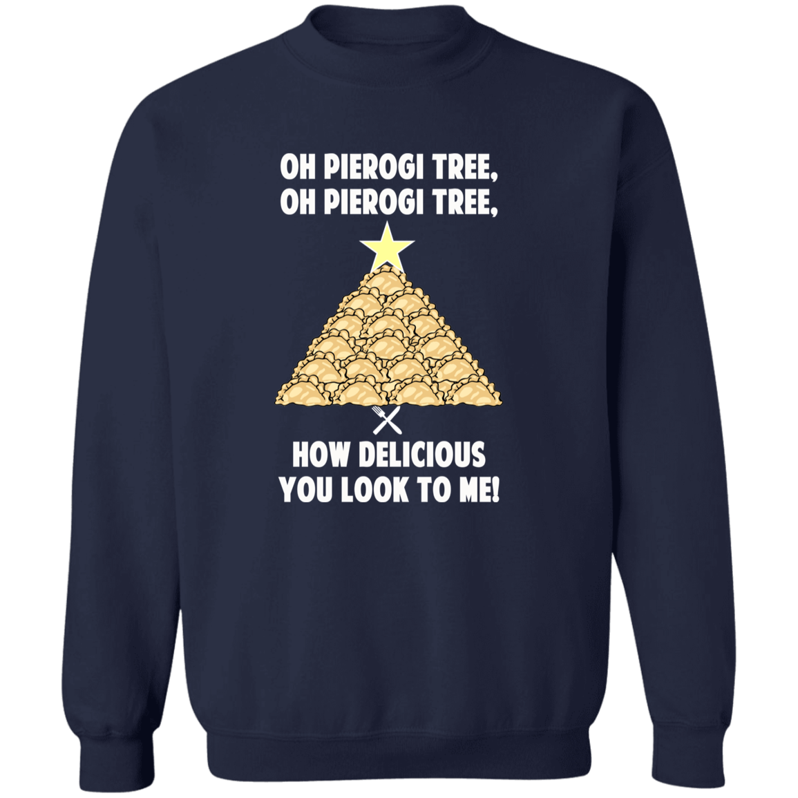 Oh Pierogi Tree Sweatshirt - The Original Sweatshirts CustomCat Navy S