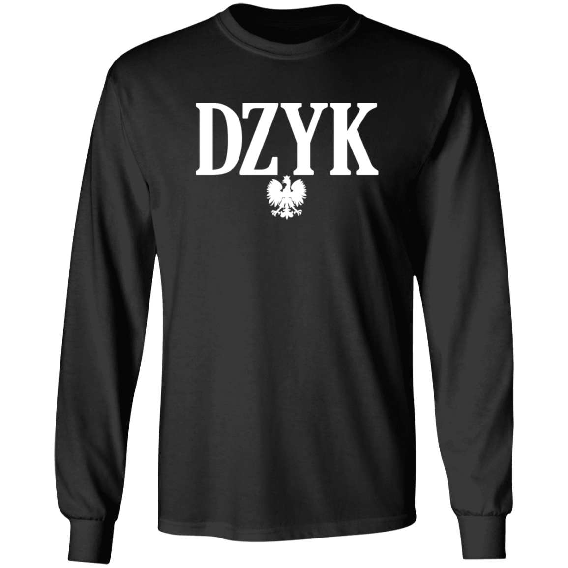 DZYK Polish Surname Ending Apparel CustomCat G240 LS Ultra Cotton T-Shirt Black S