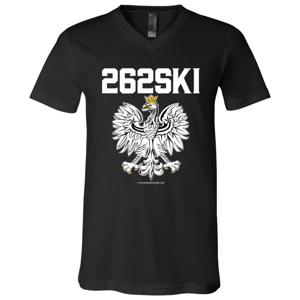 262SKI Apparel CustomCat 3005 Unisex Jersey SS V-Neck T-Shirt Black X-Small