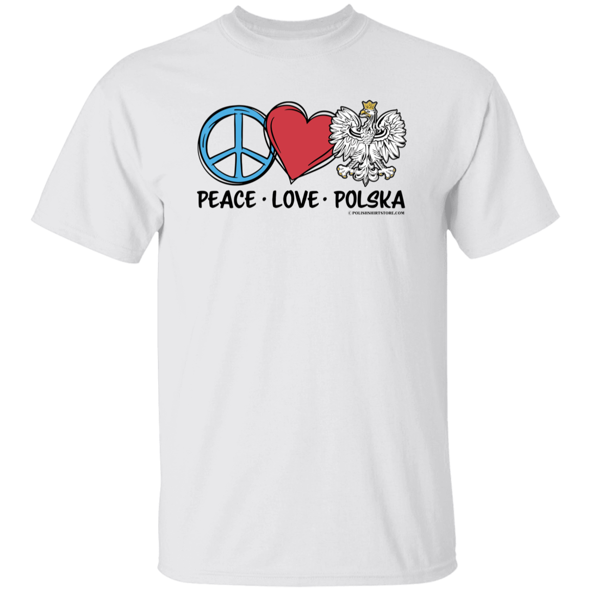 Peace Love Polska T-Shirts CustomCat White S