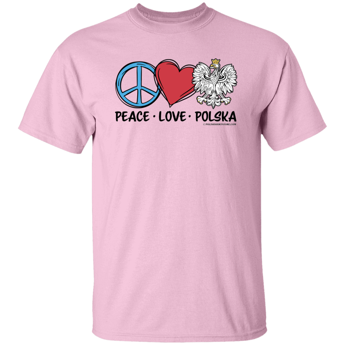 Peace Love Polska T-Shirts CustomCat Light Pink S
