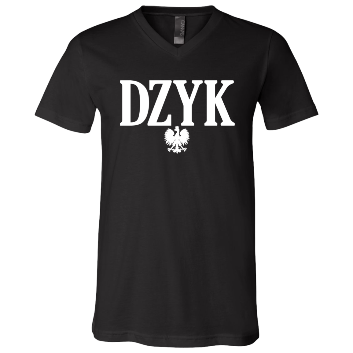 DZYK Polish Surname Ending Apparel CustomCat 3005 Unisex Jersey SS V-Neck T-Shirt Black X-Small