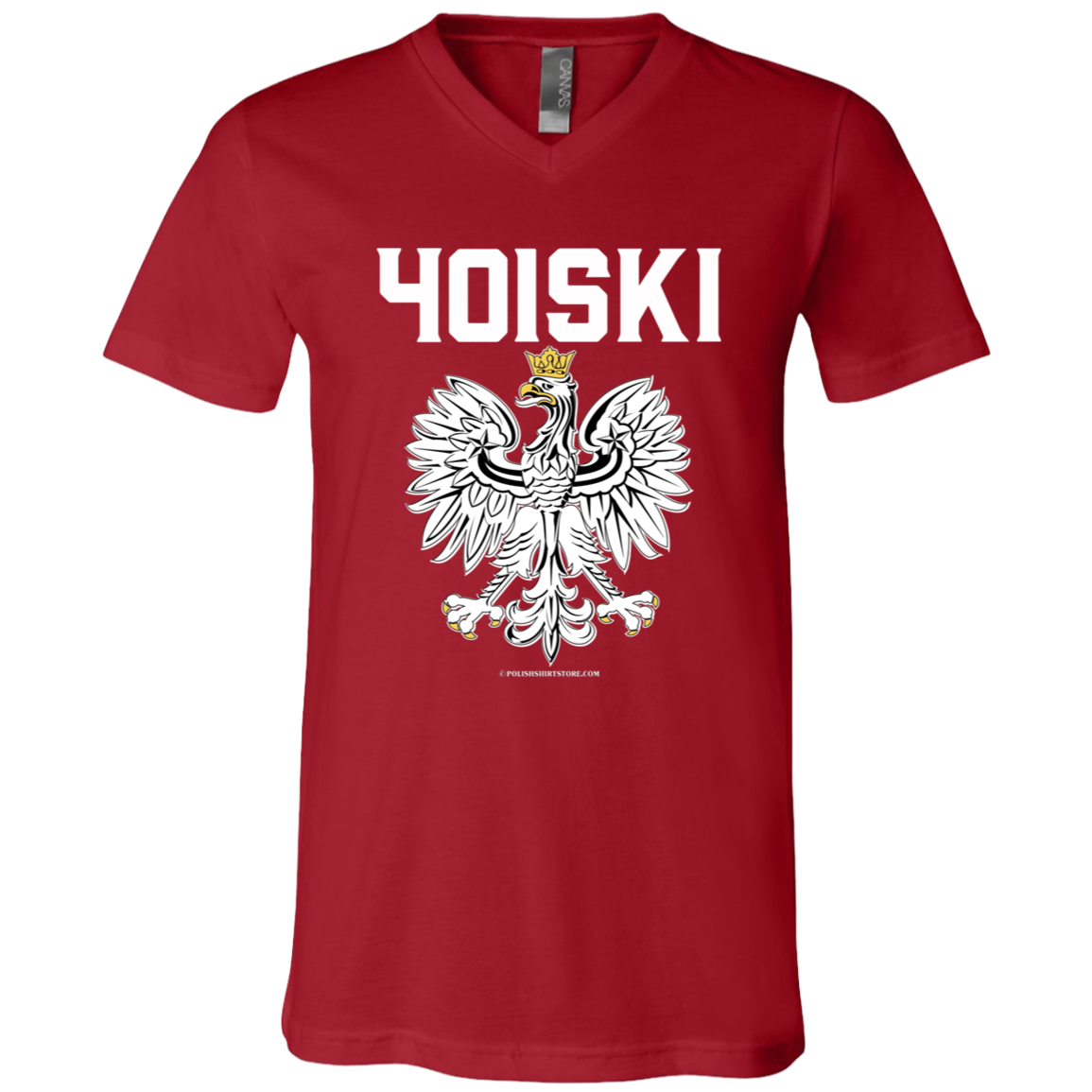 401SKI Apparel CustomCat 3005 Unisex Jersey SS V-Neck T-Shirt Canvas Red X-Small