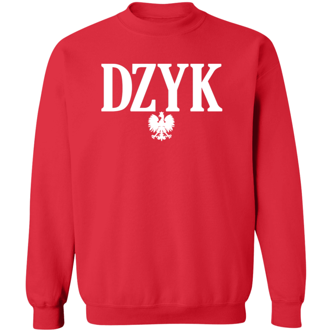 DZYK Polish Surname Ending Apparel CustomCat G180 Crewneck Pullover Sweatshirt Red S
