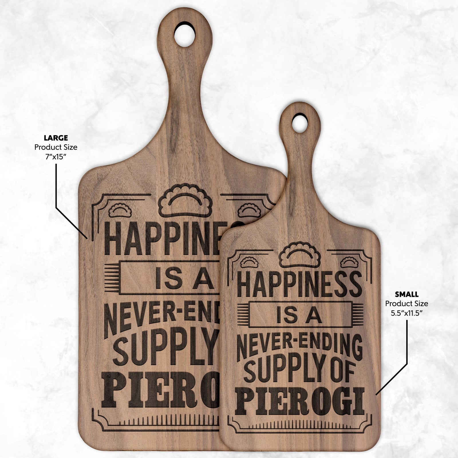 Happiness Is A Never Ending Supply Of Pierogi Hardwood Paddle Cutting Board Kitchenware teelaunch