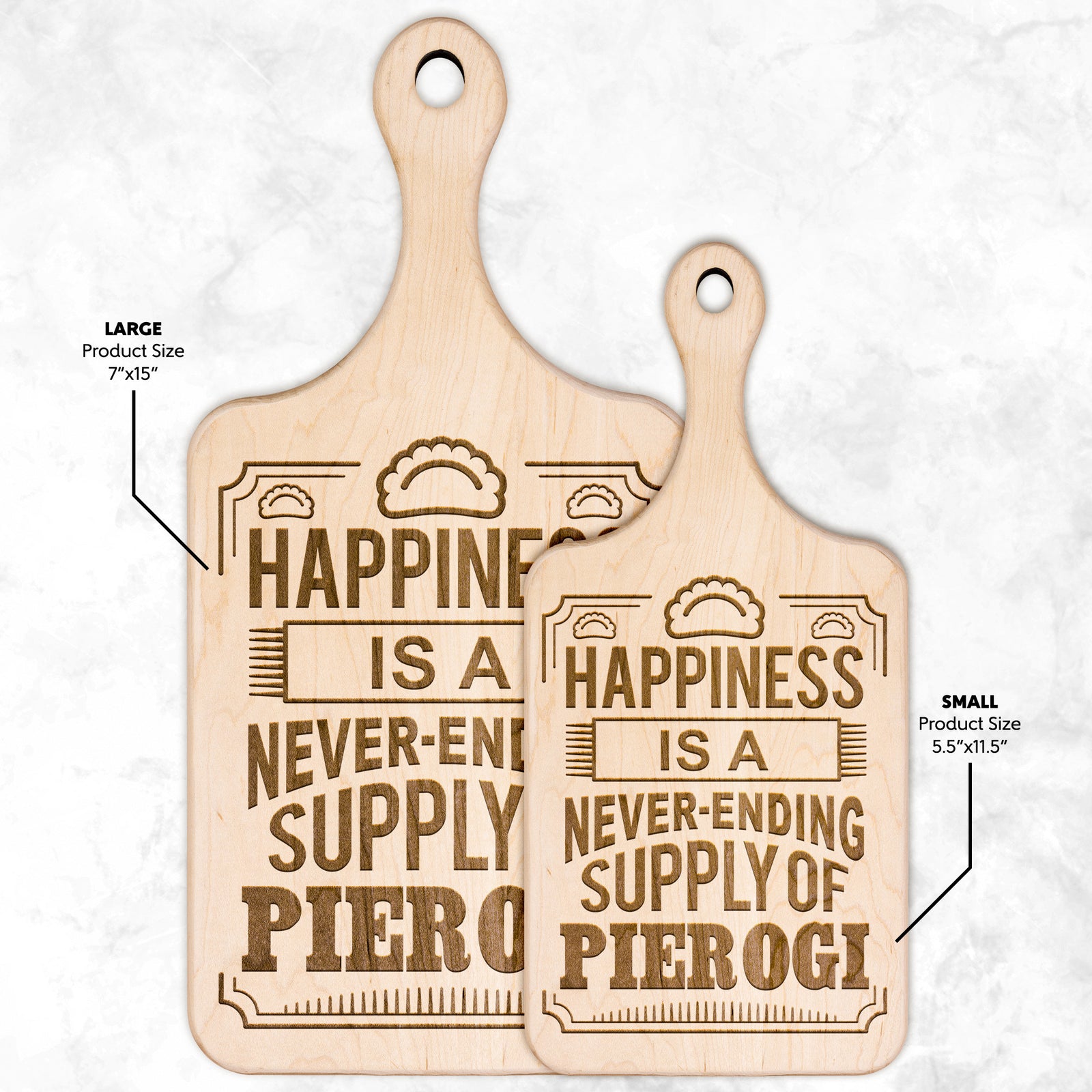 Happiness Is A Never Ending Supply Of Pierogi Hardwood Paddle Cutting Board Kitchenware teelaunch
