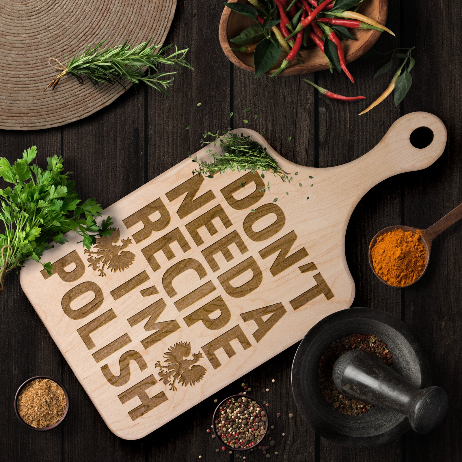 I Don't Need A Recipe I'm Polish Hardwood Paddle Cutting Board Kitchenware teelaunch