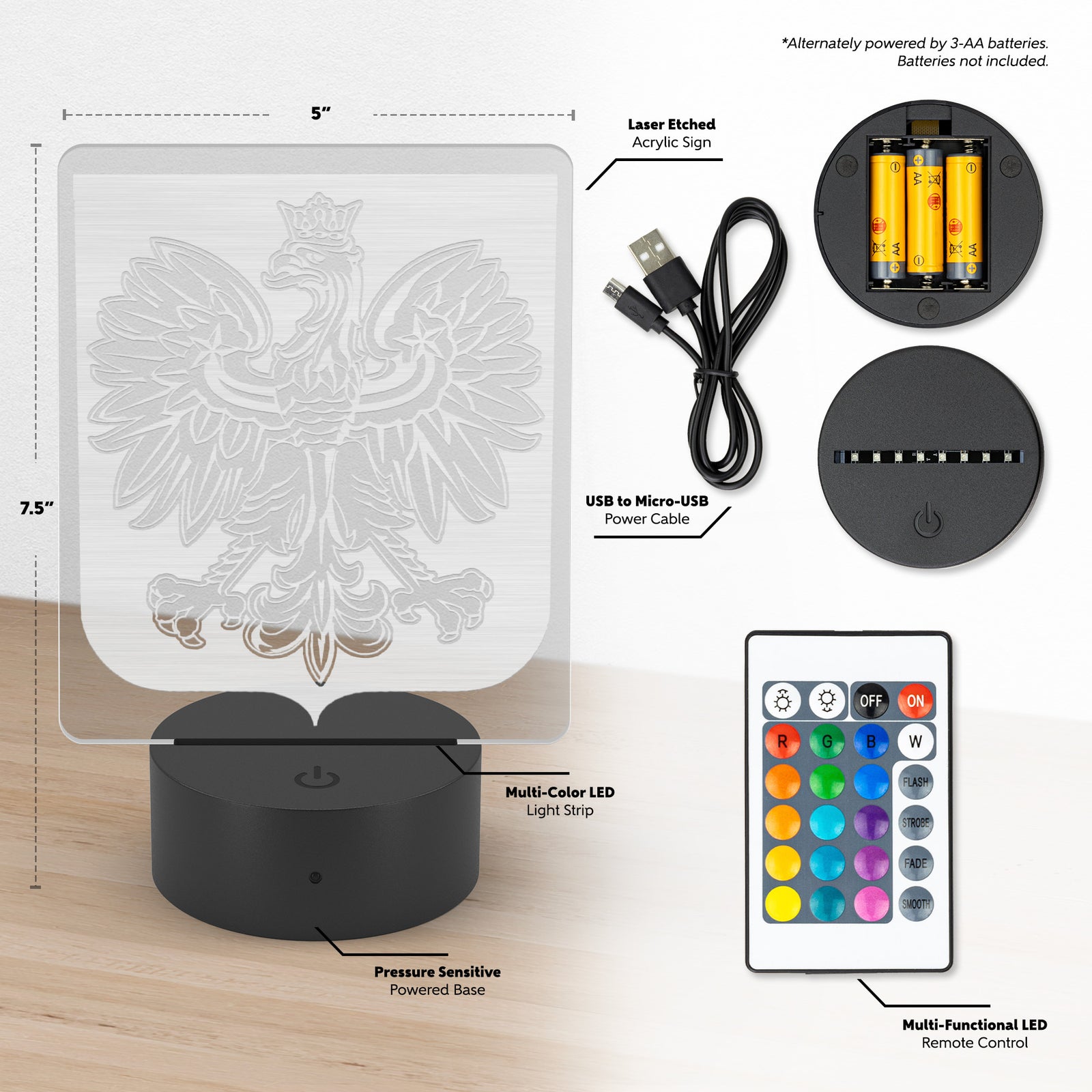Poland Coat of Arms Rectangle Acrylic LED Sign LED Signs teelaunch Default Title