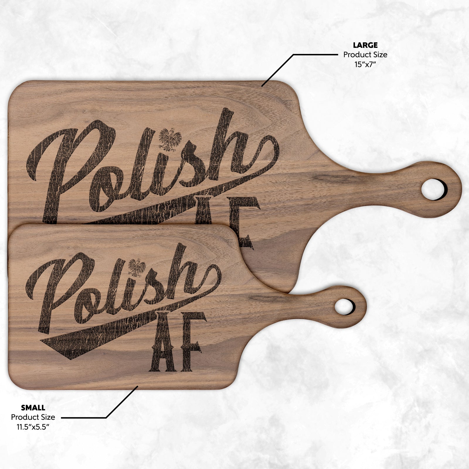 Polish AF Hardwood Paddle Cutting Board Kitchenware teelaunch Small Walnut