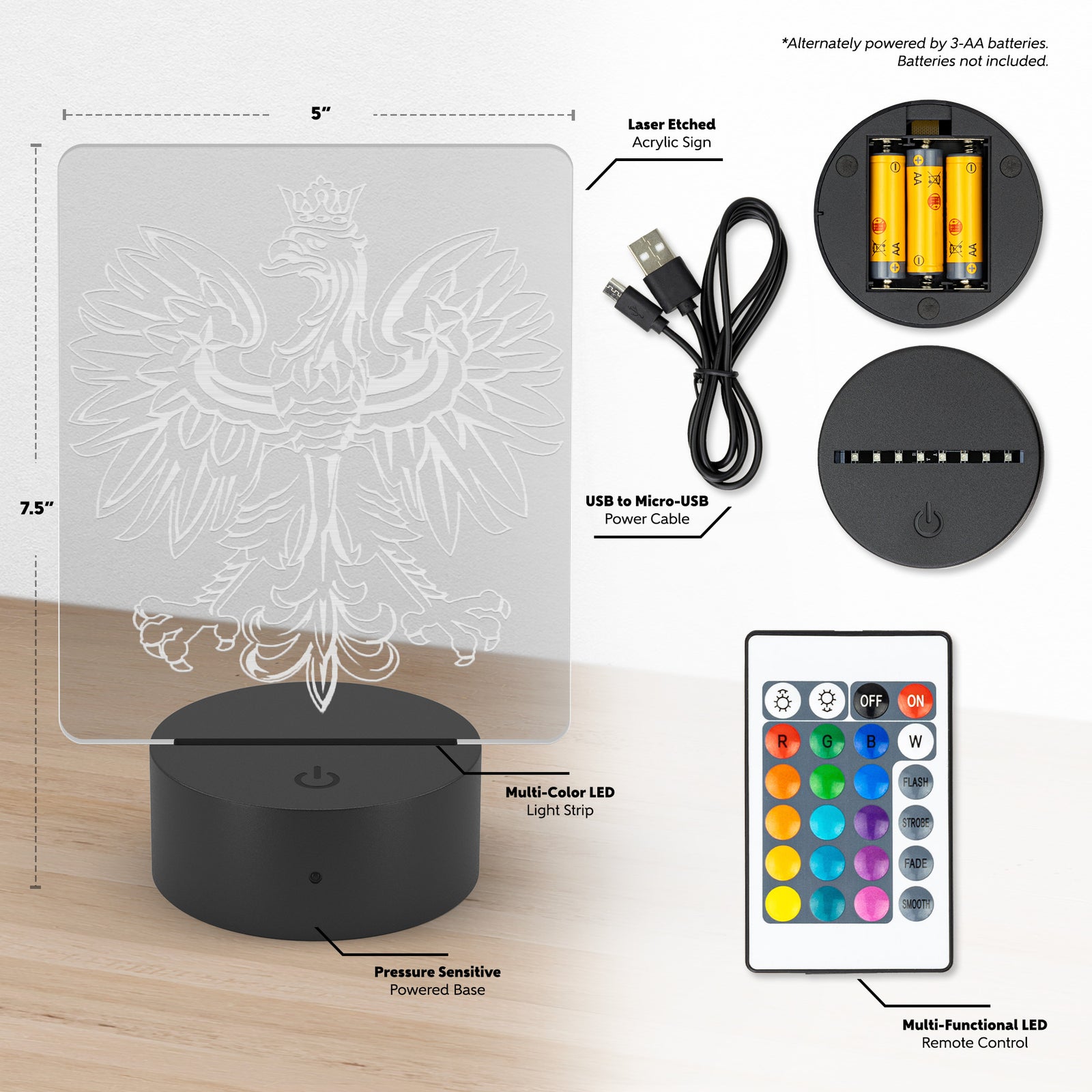 Polish Eagle Rectangle Acrylic LED Sign LED Signs teelaunch